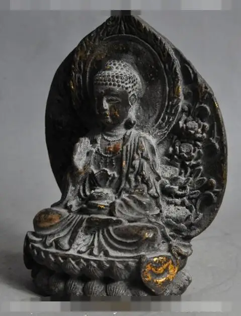 

S3007 5" old chinese buddhism bronze gilt HEALING MEDICINE BUDDHA sakyamuni god statue