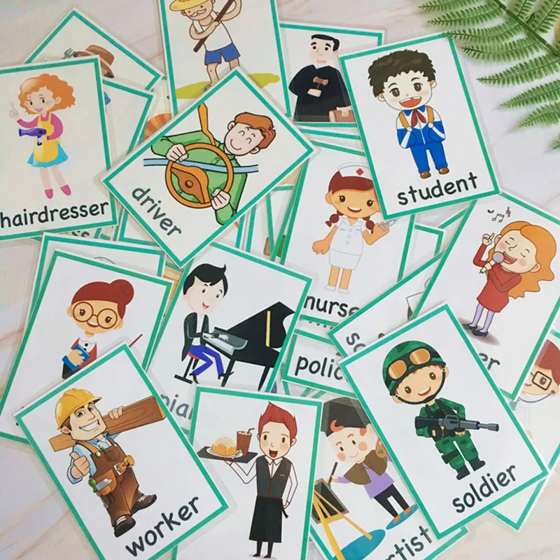 Jogos de Aprendizagem Cartões de Alfabetização Ddwe Tempo Profissão Corpo Tráfego Cognitivo Inglês Toy Kids Flash Palavra Bebê Cartão Educacional - 11 Computers & Electronics