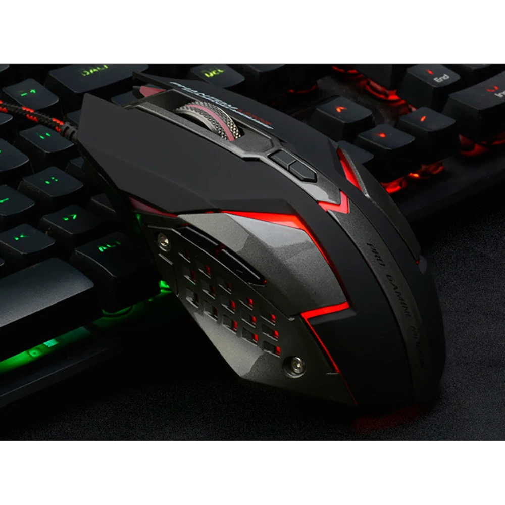 

AZZOR D5 Silent Click USB Wired Gaming Mouse 7 Buttons 3200DPI Mute Optical Computer Game Macro Mouse Mice for PC Laptop Noteboo