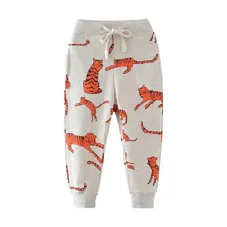 Спортивные штаны для маленьких мальчиков, детская зимняя одежда, хлопковые длинные штаны с принтом Тигра для маленьких мальчиков, новые