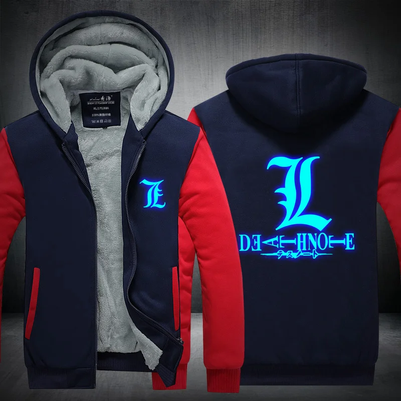 Fans Wear Unisex Winter Death Note:L Printed Hoodie with Pocket Double 11 At Night Casual Coat Cosplay Costume Hoodies