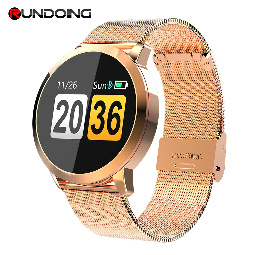 RUNDOING Q8 Смарт часы OLED Цвет Экран Мужская мода Фитнес трекер сердечного ритма крови