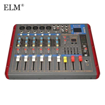 

ELM Professional bluetooth 6 Channel Karaoke Audio Mixer Amplifier Microphone Sound Mixing Console With USB 48V Phantom Power