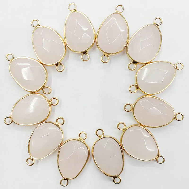 Wholesale fashion natural rose crystal stone Connector section Irregular water drop pendants for jewelry making 12pcs |