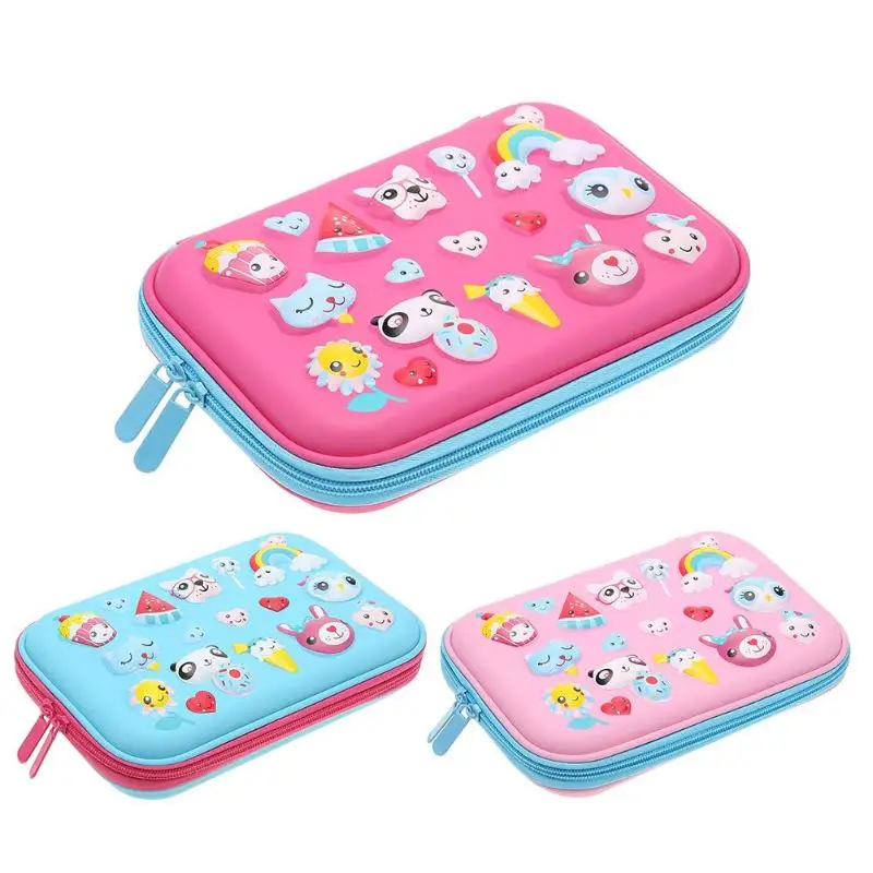 

New Kawaii Cartoon Animals Students Pen Bag Pencil Case Girls Boys Large Capacity EVA PU Pencilcase Stationery School Supplies