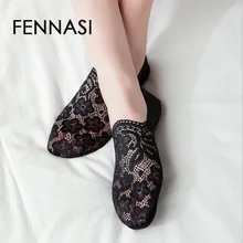 FENNASI Harajuku Хлопковые женские носки с принтом милая девушка японский чистый Невидимый сексуальный мелкой кружево Короткие