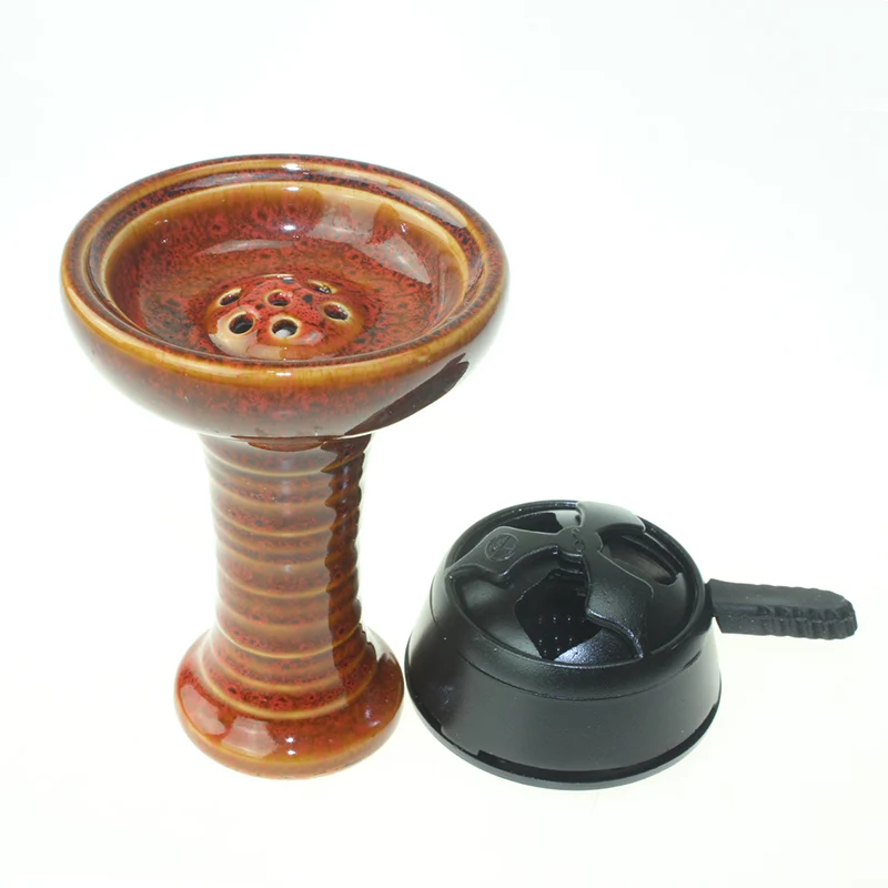 Black Aluminum Charcoal Cover and Ceramic Hookah Bowl Make up