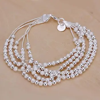

H250 Silver Plated Bracelets For Women Wholesale Free Shipping Charm Silver 925 Jewelry Fashion Jewelry Five Line Balls Bracelet