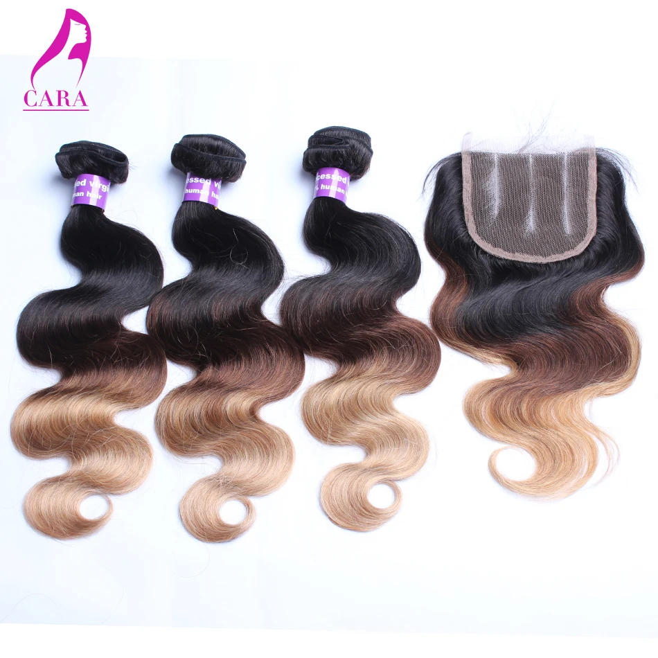 

Rosa Hair Products Peruvian Virgin Hair Body Wave Ombre Hair Extensions With Lace Closure 4Pcs Peruvian Body Wave With Closure