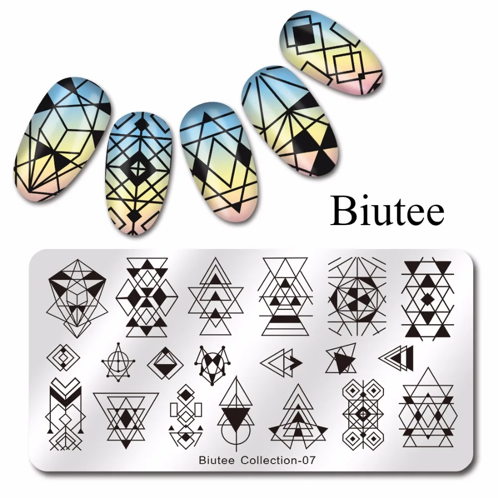 

Biutee 1Pc Rectangle Nail Stamping Template Negative Triangle Stamp Nail 12*6cm Nail Stamping Plate