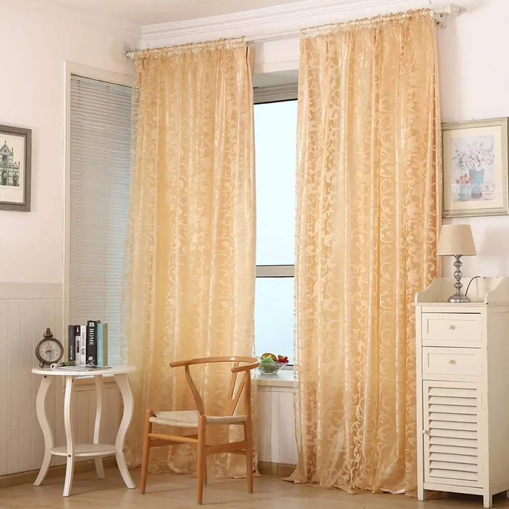 

Living Room Bedroom Window Blinds Curtain Floral Printing Transparent Door Tulle Curtain Home Hotel Office Decor Divider Valance