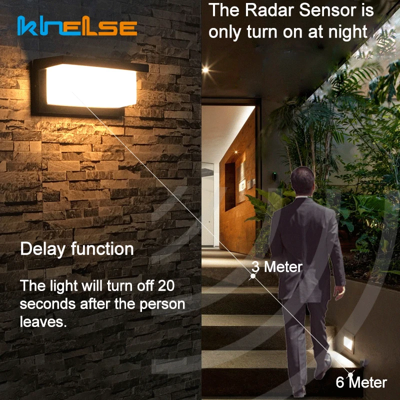 Conduziu a Luz de Parede à Prova Luzes do Alpendre Conduziu a Lâmpada Jardim ao ar Pçs ao ar Livre Dwaterproof Água Moderno Parede Radar Sensor Movimento Pátio Luz 2 Ip66 6 Cheap Luminárias de parede externas