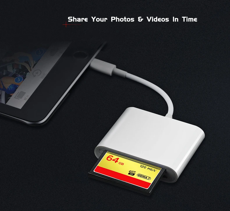 Тройной CF TF SD Card Reader комплект цифровой камеры 256 г поддержка не нужно приложение освещение адаптер для iPhone iPad iOS 9,2-новейший