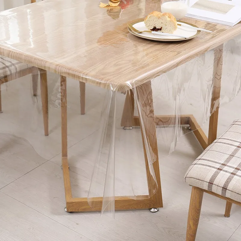طبقة الكلوريد متعدد الفينيل 0.3mm سماط تدلى شفافة لينة الجدول غطاء طاولة طعام مستطيل جولة الجدول حصيرة حلية لتزيين طاولات الحفلات