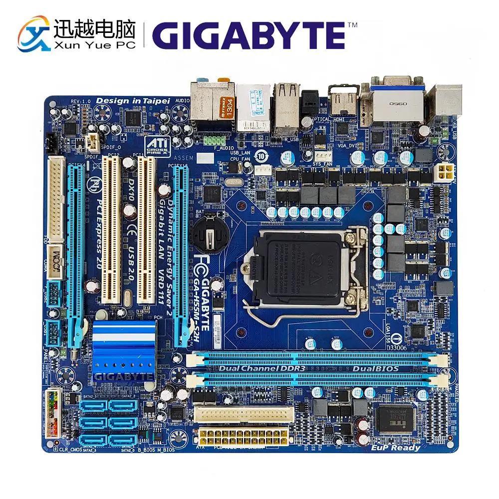 

Gigabyte GA-H55M-S2H Desktop Motherboard H55M-S2H H55 LGA 1156 i3 i5 i7 DDR3 8G SATA2 USB2.0 VGA DVI HDMI Micro-ATX