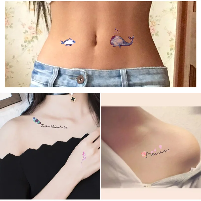 

8Pcs Waterproof Feather Floral Temporary Tattoo Sticker Cartoon Children Women Body Art Arm Fake Tattoo