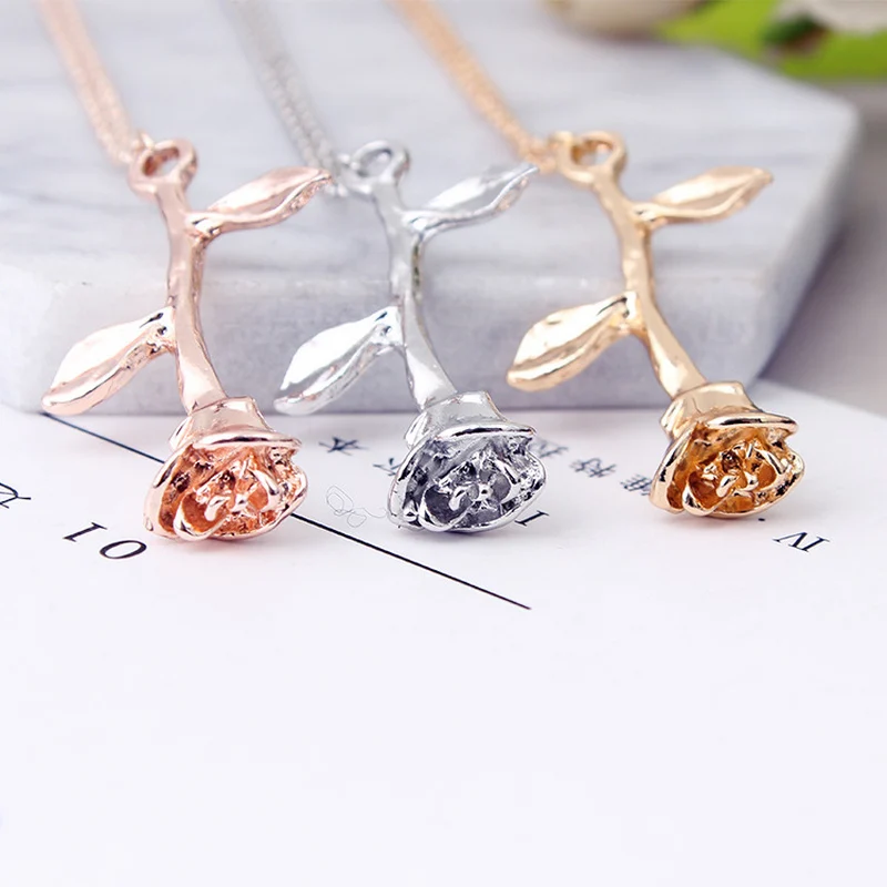 

2018 New Attract Bijoux Femme Collier Pink Gold Rose Flower Statement Necklace Women Maxi Choker Boho Jewelry Graduation Gift