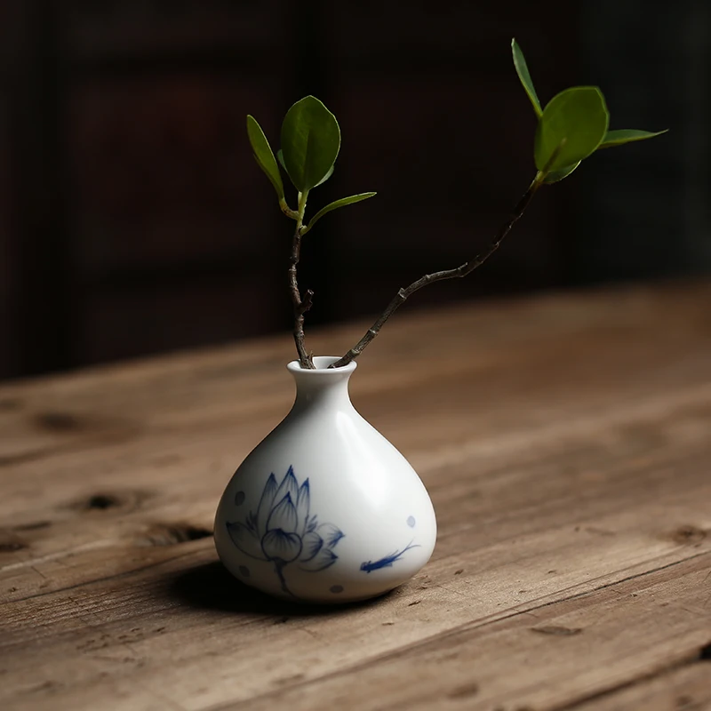 

Hand-painted Zen Small flower vase tea ceremony tea flower pot ceramic home vase decoration tea table decoration