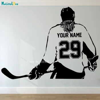

Woman Sport Wall Sticker Choose Your Name and Number Personalized Custom Hockey Player Decal Vinyl Home Decor Girl Gift YT995