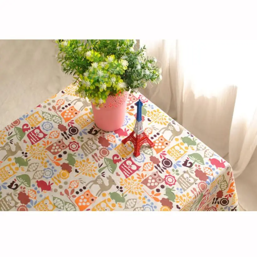 

New Qualified Owl Table Cloth Pure Cotton and Linen Animated Cartoon Owl Table Cloth Levert Dropship dig6921