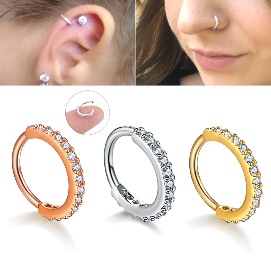 

Small Size 1Piece Real Septum Rings Pierced Piercing Septo Nose Ear Cartilage Tragus Helix Piercing Clicker Rings Body Jewelry