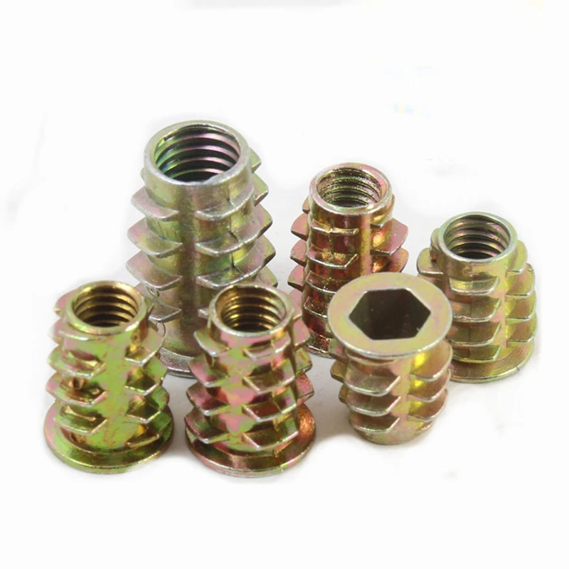 50pcs M4x10mm Zinc Alloy Hex Socket Drive Flange Insert Nut for Wood Furniture 50pcs M4x10mm Zinc Alloy Hex Socket Drive Flange Insert Nut for Wood Furniture