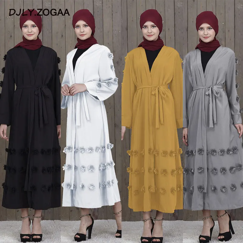 

Zogaa New Ramadan Cardigan Fashion Women V-neck Double-breasted Female Muslim Abaya Embroidered Single Layer Impervious Clothing