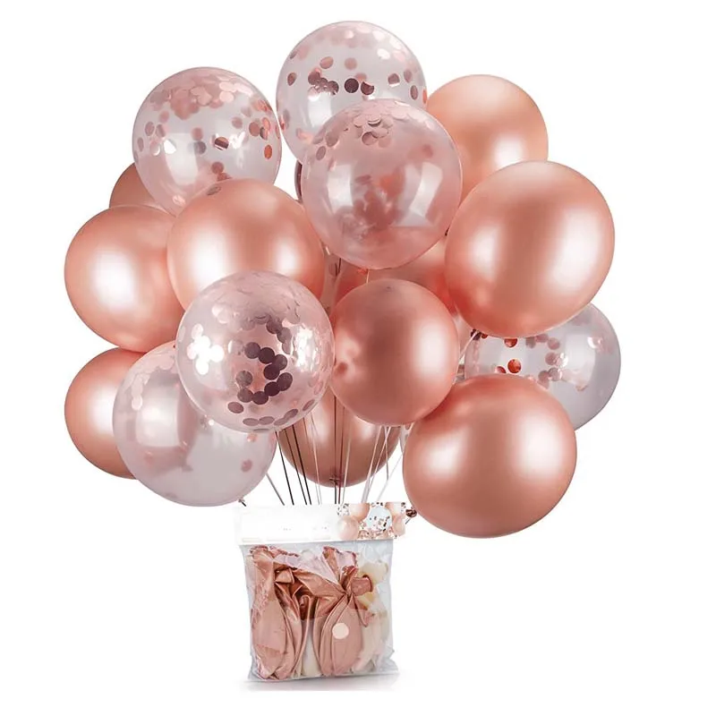 

Rose Gold Confetti Balloon For Baby Shower Wedding Party Happy Birthday Anniversary Latex Balloons Home Dcoration Child Gift