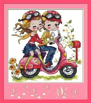 

Free Ship Go for a Ride(2) patterns Counted 11CT 14CT Unfinished Cross Stitch Cartoon Cross Stitch Kit for Embroidery Needlework