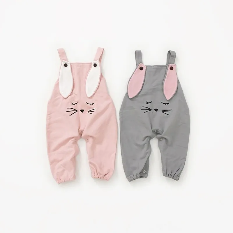 Baby Boy Pants Girls Cotton Autumn Newborn Suspender Pants Baby Rabbit Ear Trousers for Toddler Baby Overalls Free Drop Shipping