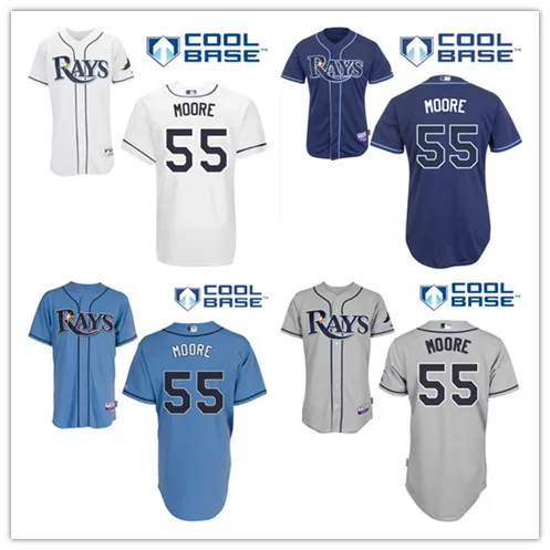 2015 Men Tampa Bay Rays 55 Matt Moore Baseball Jersey Light Blue