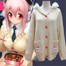 Kawaii Disfraces Cosplay Suéter Bordado Sudadera Oreja de Conejo Súper Sonico