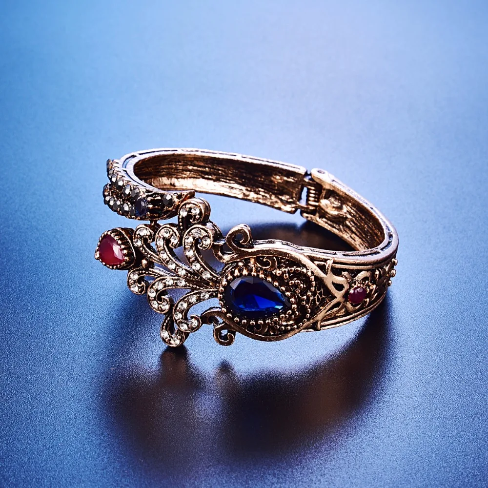 Заявленные Африканские свадебные браслеты для женщин античное золото цвет проложить Кристалл Многоцветный Смолы Браслет