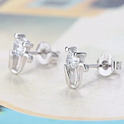 Женские серьги гвоздики из серебра 925 пробы с фианитом|stud earrings|accessories earringsaccessories