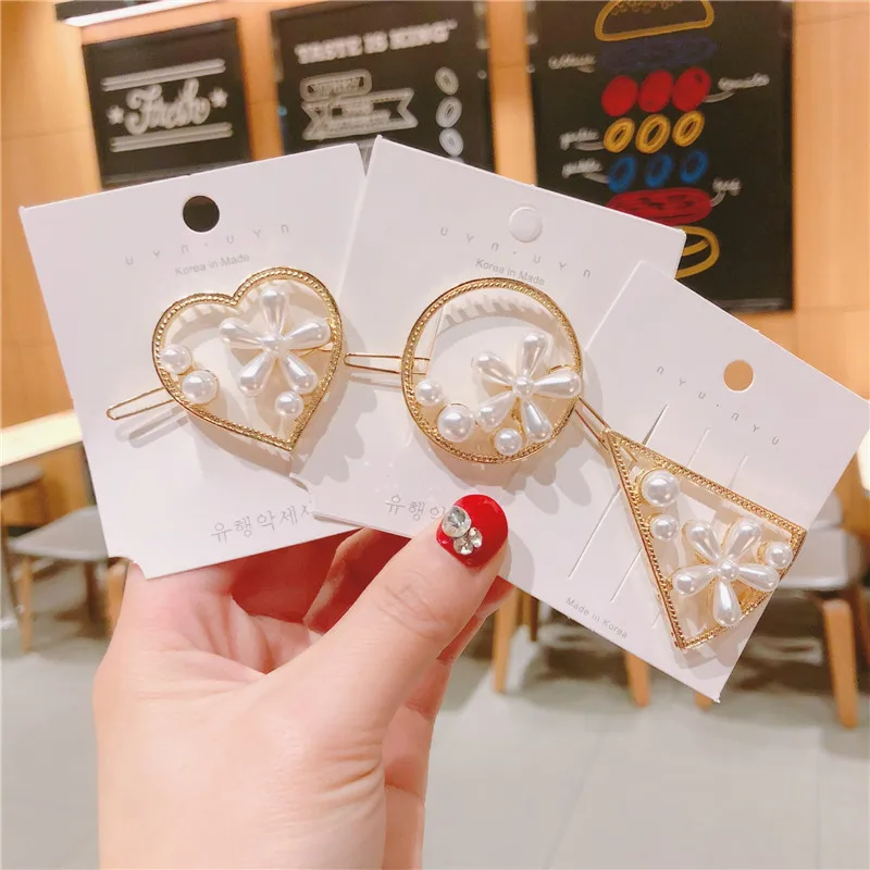 

Korea Handmade Hollow Pearl Flower Women Girls Barrettes Hairpins Hair clips Head wear Accessories-JQAWHRP034C5