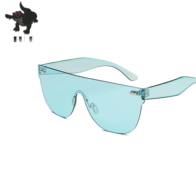 Фу E солнцезащитные очки Для женщин негабаритных солнцезащитные очки без оправы конфеты тонирование ацетат очки Integrated очки унисекс, UV400