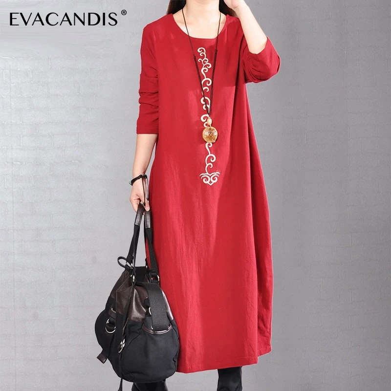 red linen shirt dress