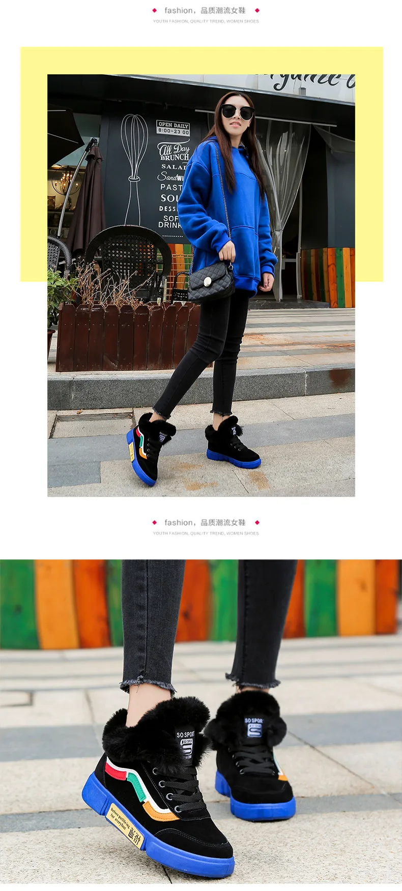 Women Casual Shoes High Top Boots Winter Woman Shoes Fashion Brand Sneakers Vulcanize Shoes Outdoor Warm Lace-Up Walking Shoes