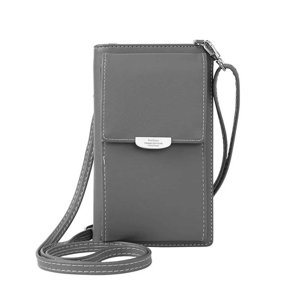 Женская сумка для телефона, органайзер, кошелек, бумажник для сотового телефона, большие держатели для карт, кошелек, сумочка, клатч, сумка через плечо, сумка на лямках - Цвет: Grey