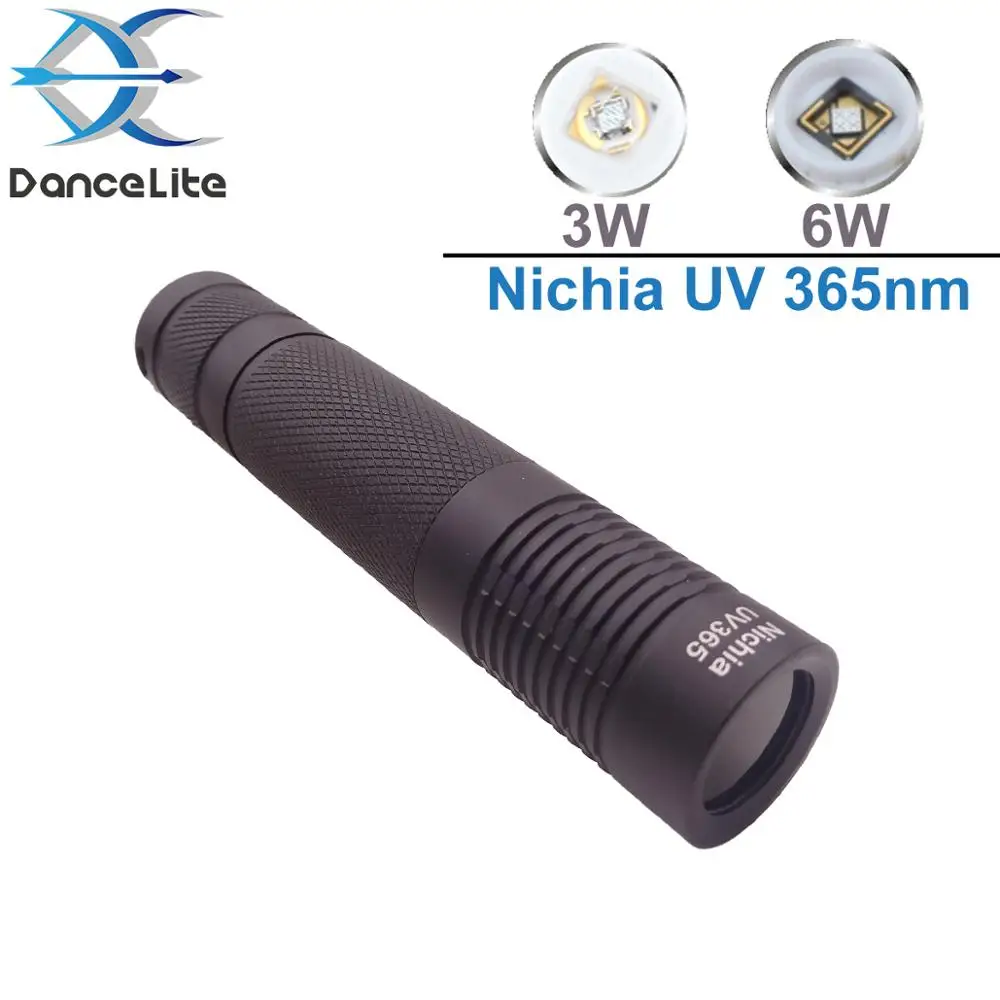 Dancelite S9 Nichia UV 365nm 6 W/3 W 1-MODE светодиодный фонарик Фонарь ультрафиолетового 365nm для обнаружения денег(УФ