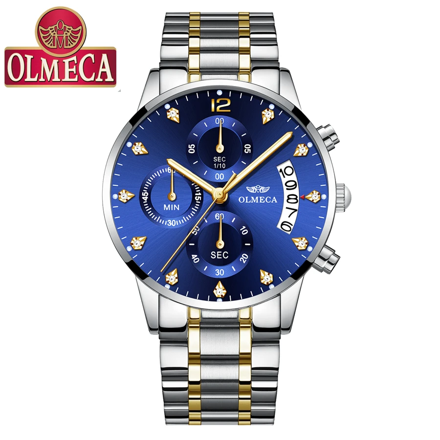 

OLMECA Watches Men Luxury Brand Chronograph Mens Business Watches Waterproof Full Steel Quartz Men's Watch Relogio Masculino