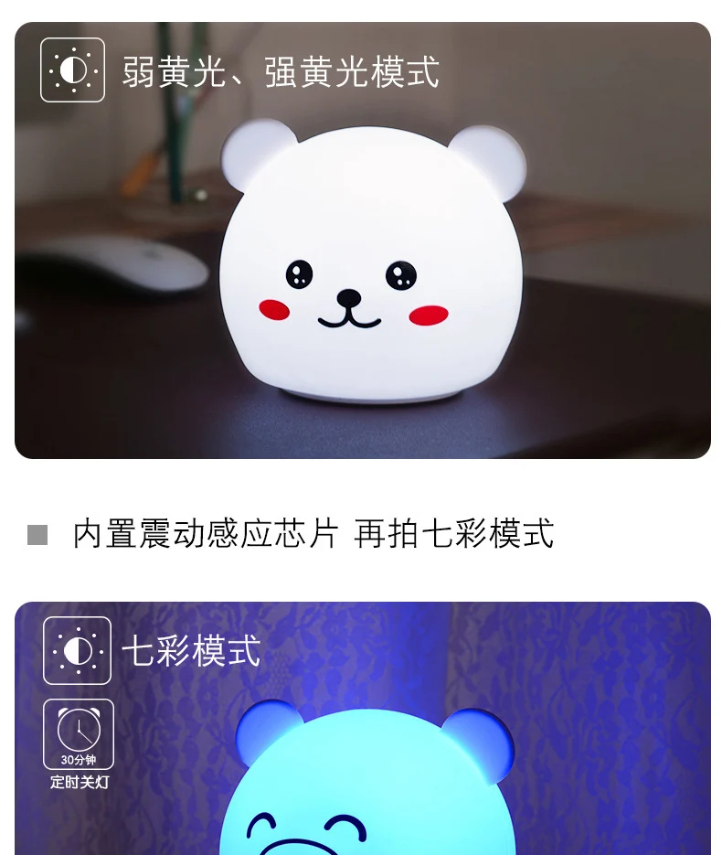 Smart Panda ночник Flexo Led Силиконовые вибрации индукции зарядка через Usb для ребенка кормление глаз средства ухода за мотоциклом детская комната