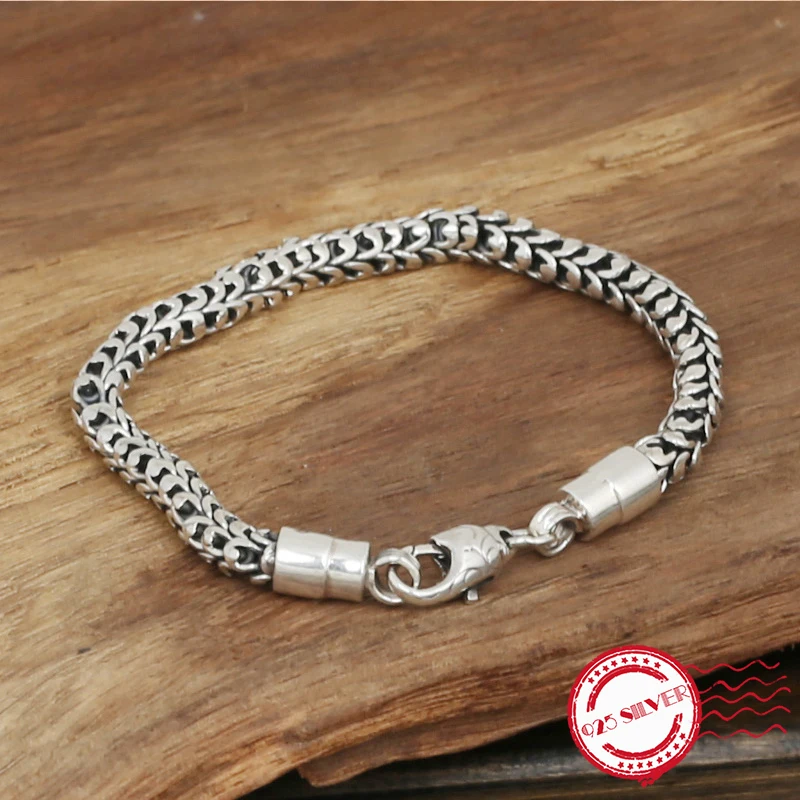 

S925 sterling silver men's bracelet personality fashion jewelry handmade retro double leading shape 2018 new gift to send lover