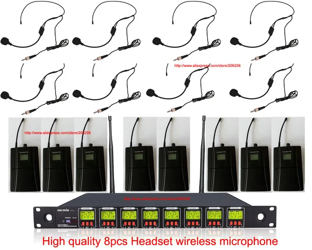 High quality Professional 8 Channel UHF PLL Stage Wireless Microphone