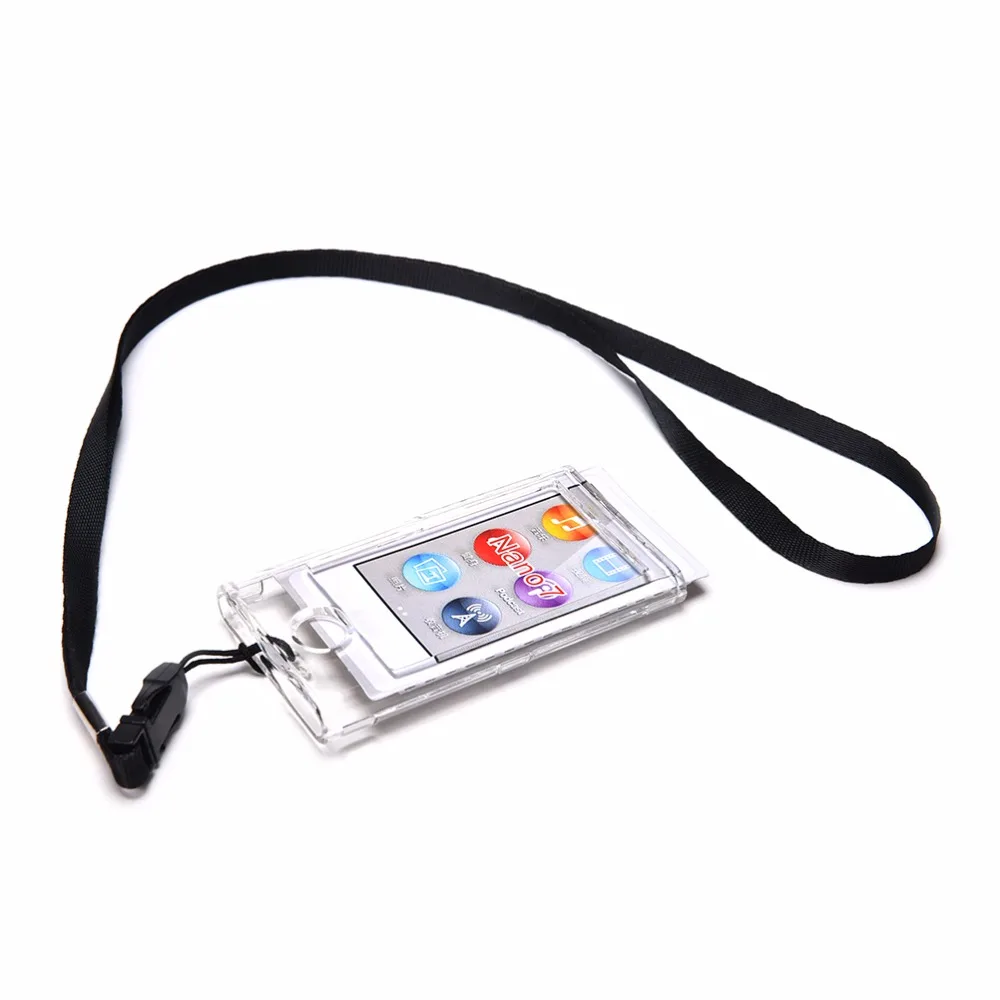 

New Clear Hard Plastic Case for Apple iPod Nano 7th Gen 7G Transparent Protective Cover Case + Detachable Neck Strap