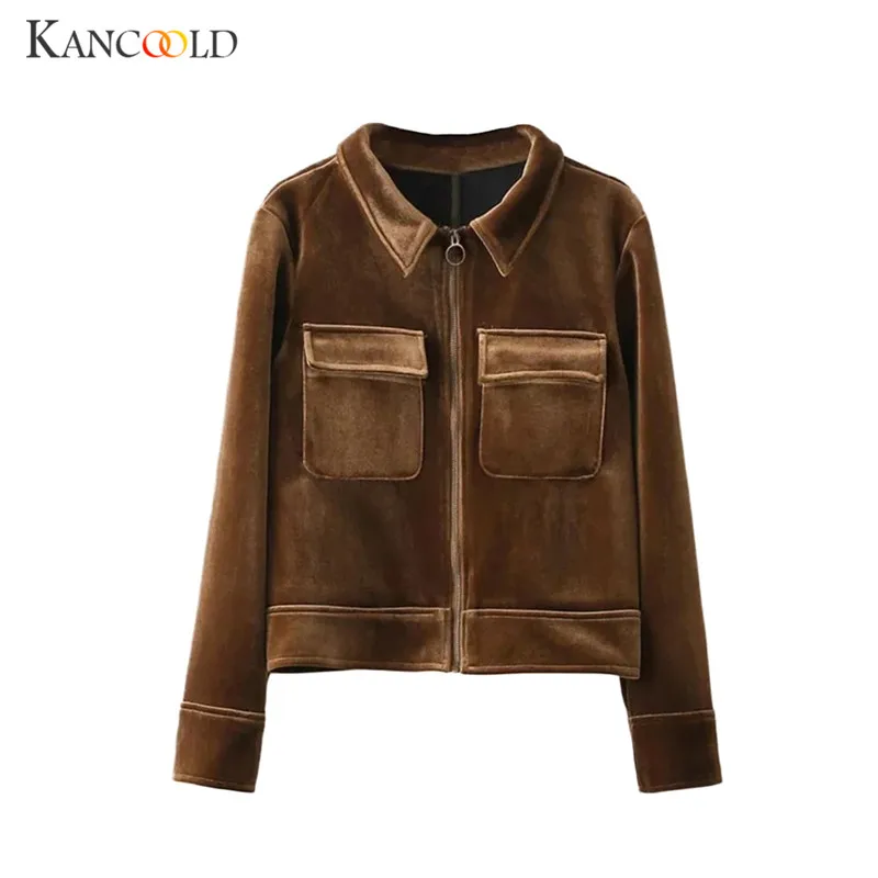 Jackets bomber jacket casual coat women bomber jacket women 2017 coats Lapel Velvet Long Sleeve Cardigans Outwear Jackets NO20A
