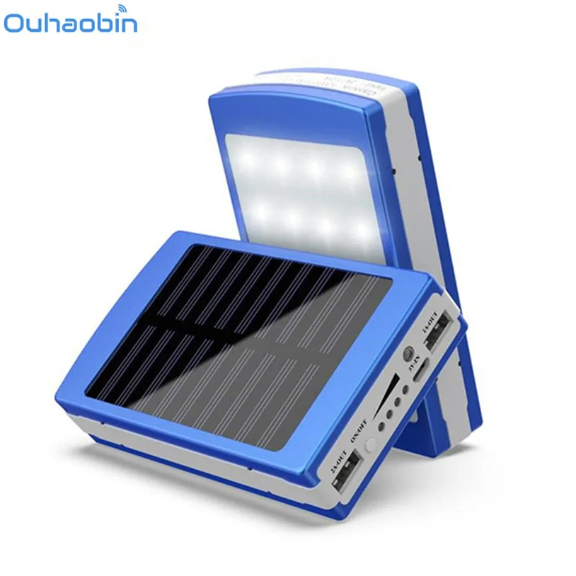 Ouhaobin Солнечный светодиодный портативный двойной USB внешний аккумулятор 5x18650