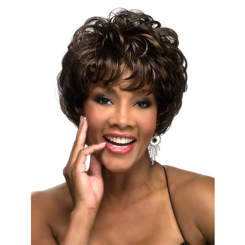 

Free Shipping New Stylish Brown Short Curly Lady's Fashion Sexy Party Cosplay Synthetic Hair Wigs