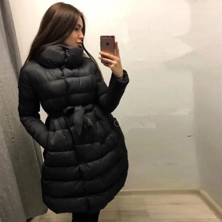 

Ukraine Hot Sale Long No Single Breasted 2018 Winter Hot Women's Clothing Fashion Solid Color A Word Warm Cotton Coat Women