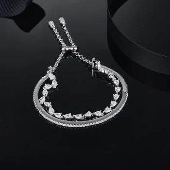 

[MeiBaPJ] Stylish Classic Crown Bangle/Bracelet S925 Pure Silver AAA Zircon Bangles For Women Fine Jewelry